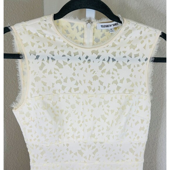 Elizabeth and James Levine Ivory Midi Dress Laser Cut Bodycon Sheer‎ Panel NEW 4 - Picture 9 of 15